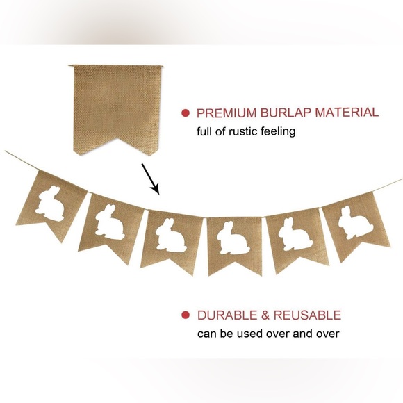 Easter Bunny Burlap Garland Decoration - Picture 4 of 8